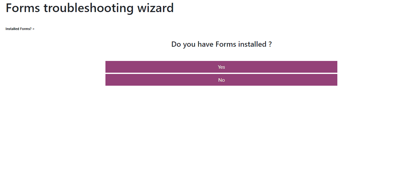 Inphinity Forms Troubleshooting Wizard